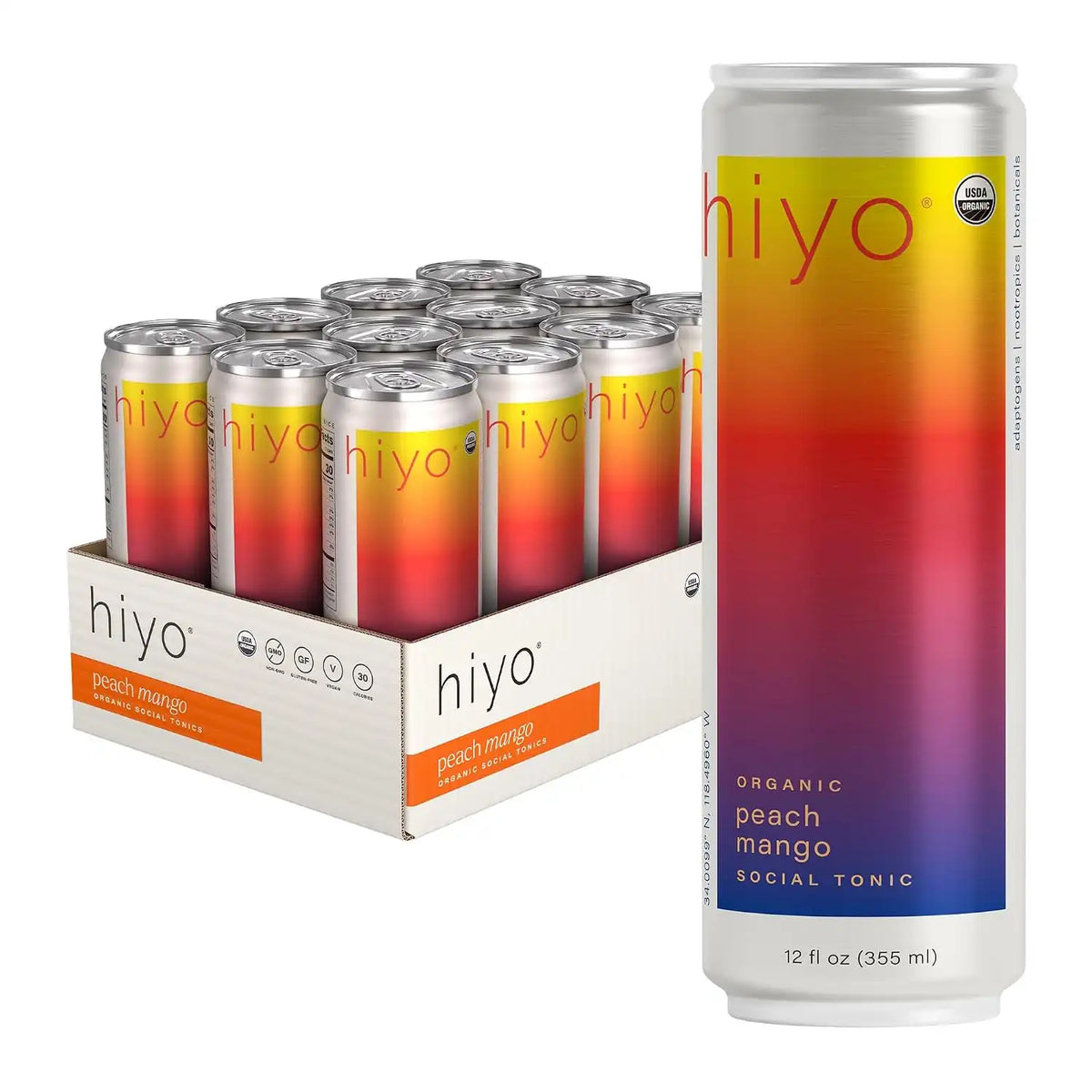 Hiyo Non-Alc Functional Seltzer, Adaptogens & Nootropics, 12 fl oz, 12pk