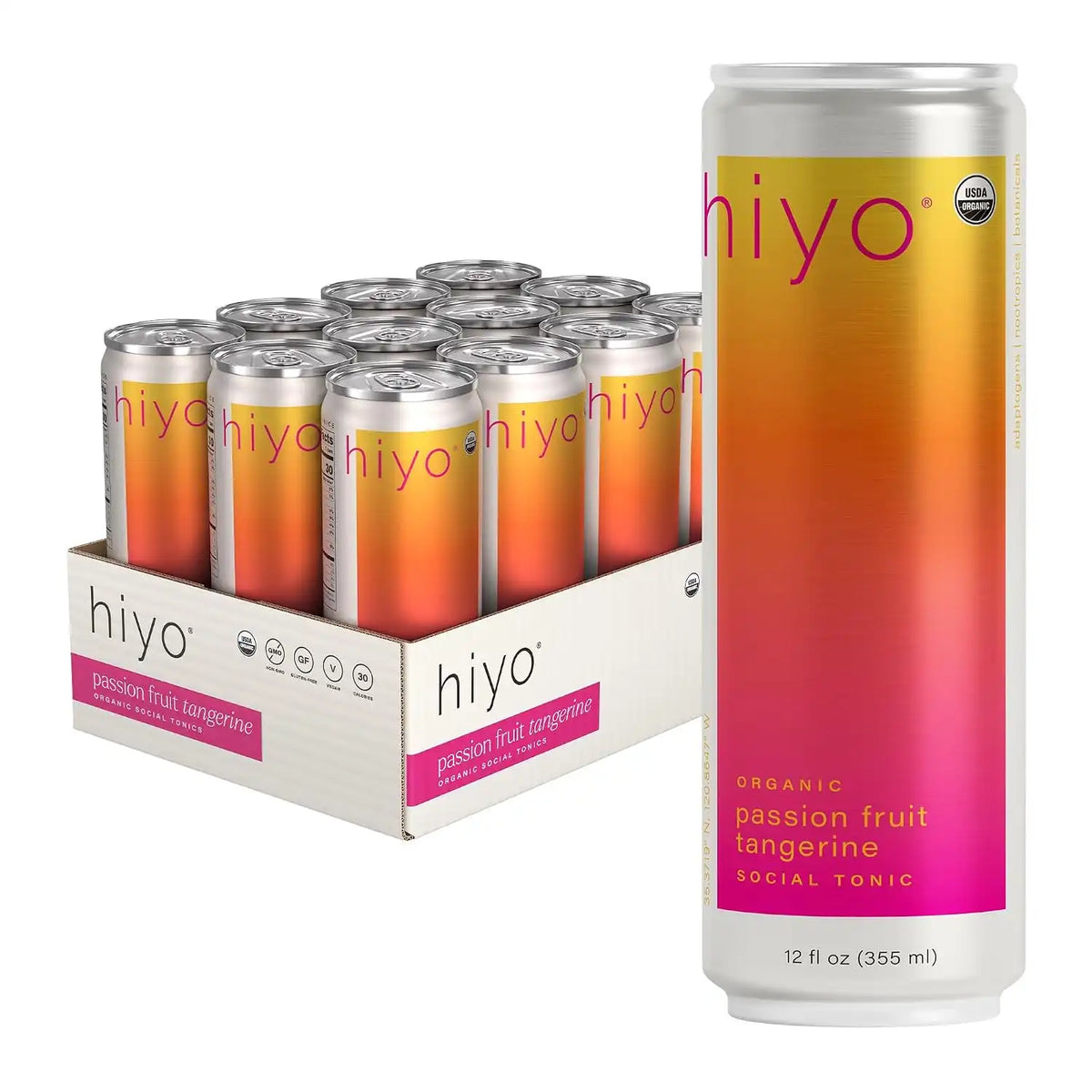 Hiyo Non-Alc Functional Seltzer, Adaptogens & Nootropics, 12 fl oz, 12pk